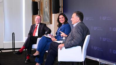 Mick Mulvaney, Amna Nawaz, and Ron Klain visited SIPA's Institute of Global Politics.