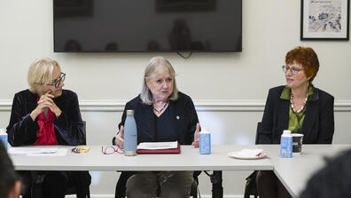 Susana Malcorra (center) addresses the roundtable