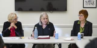 Susana Malcorra (center) addresses the roundtable