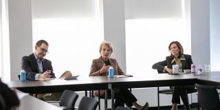 Jane Harman (center) speaks to an IGP roundtable