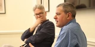 Adam Tooze (left) and Jason Bordoff (right) address the roundtable