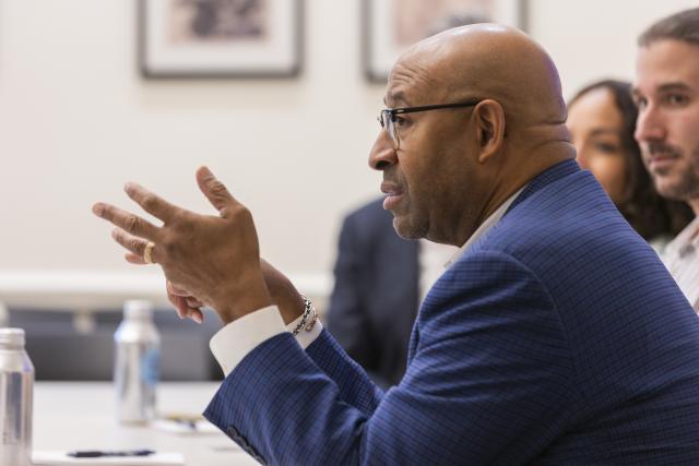 Former Philadelphia Mayor Michael Nutter speaks at the IGP Youth Vote event